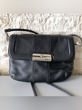 Coach black leather crossbody bag purse silver hardware wallet